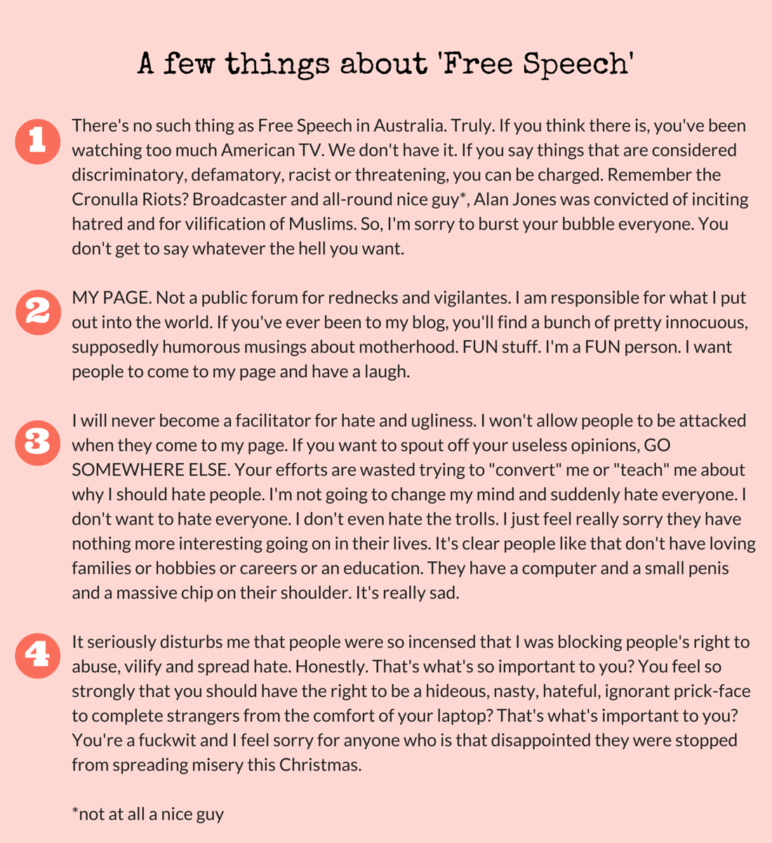 Some points about free speech